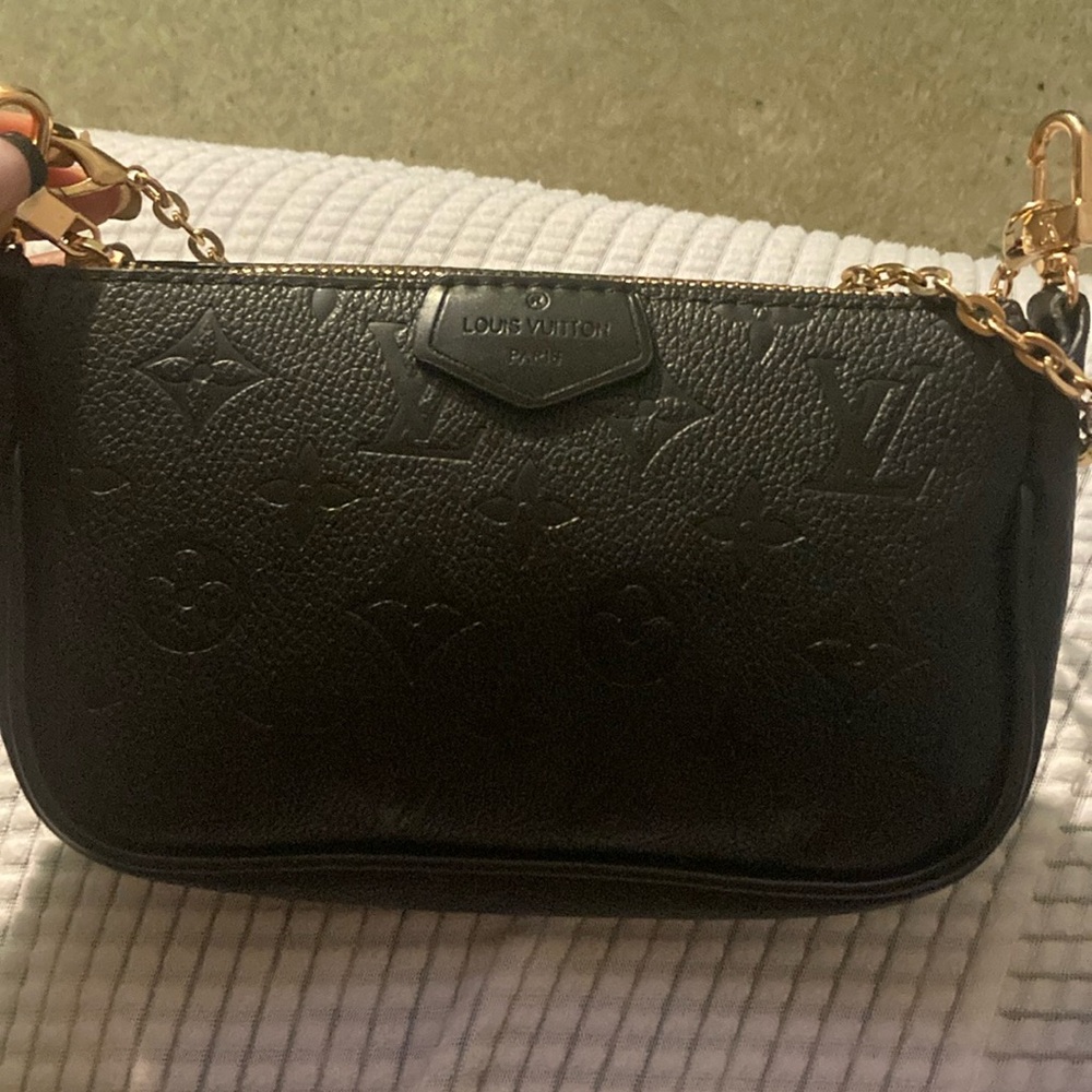 Louis Vuitton Black Crossbody Bag with Monogram Embossing